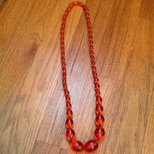 Vintage Fiery Orange Beaded Necklace lucite